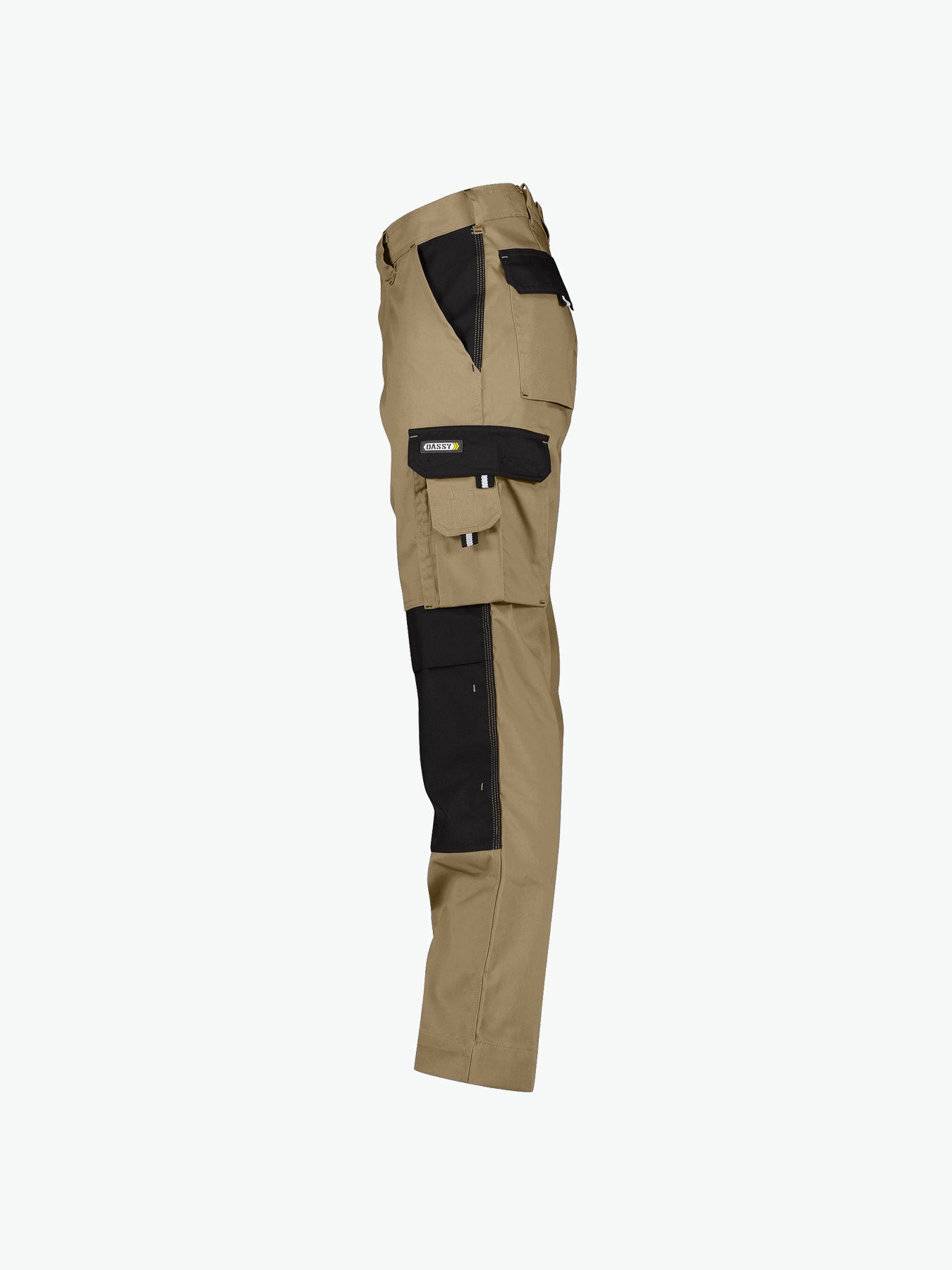 Dassy Boston Tweekleurige werkbroek met kniezakken - Beige/Zwart Werkbroek Dassy