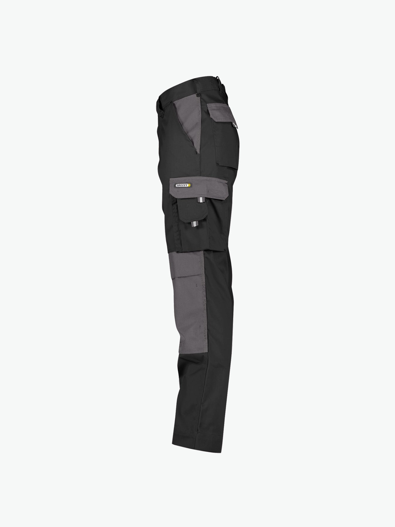 Dassy Boston Tweekleurige werkbroek met kniezakken - Zwart/Cementgrijs Werkbroek Dassy