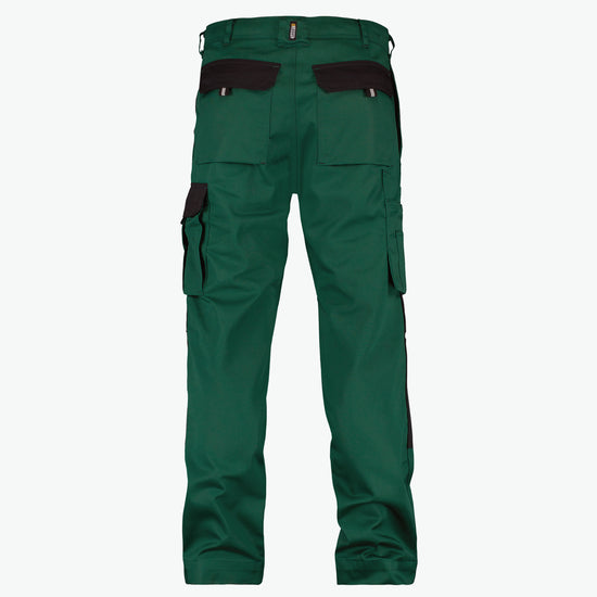 Dassy Boston Tweekleurige werkbroek met kniezakken - Flessengroen/Zwart Werkbroek Dassy