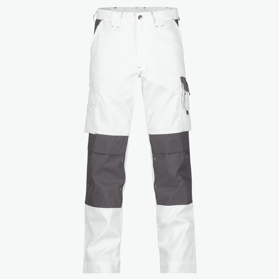 Dassy Boston Tweekleurige werkbroek met kniezakken - Wit/Cementgrijs Werkbroek Dassy