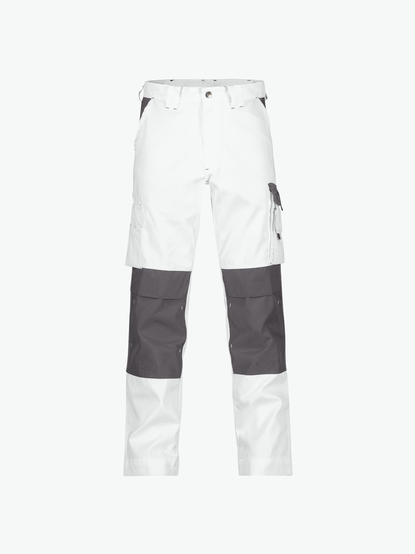 Dassy Boston Tweekleurige werkbroek met kniezakken - Wit/Cementgrijs Werkbroek Dassy