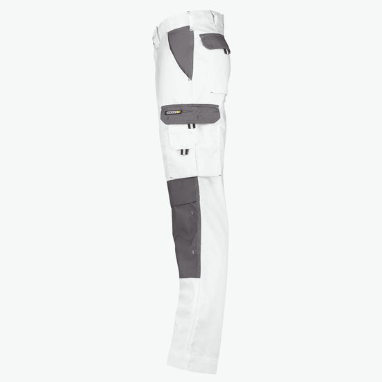 Dassy Boston Tweekleurige werkbroek met kniezakken - Wit/Cementgrijs Werkbroek Dassy