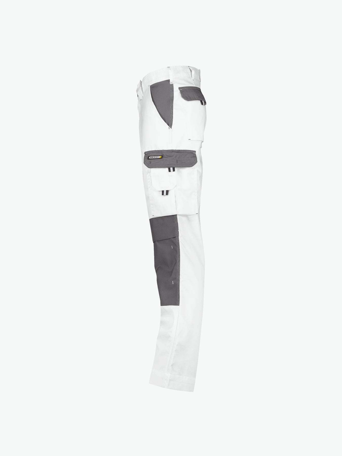 Dassy Boston Tweekleurige werkbroek met kniezakken - Wit/Cementgrijs Werkbroek Dassy