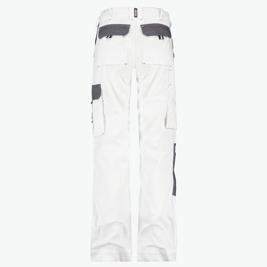Dassy Boston Women Tweekleurige werkbroek met kniezakken voor dames - Wit/Cementgrijs Werkbroek Dames Dassy