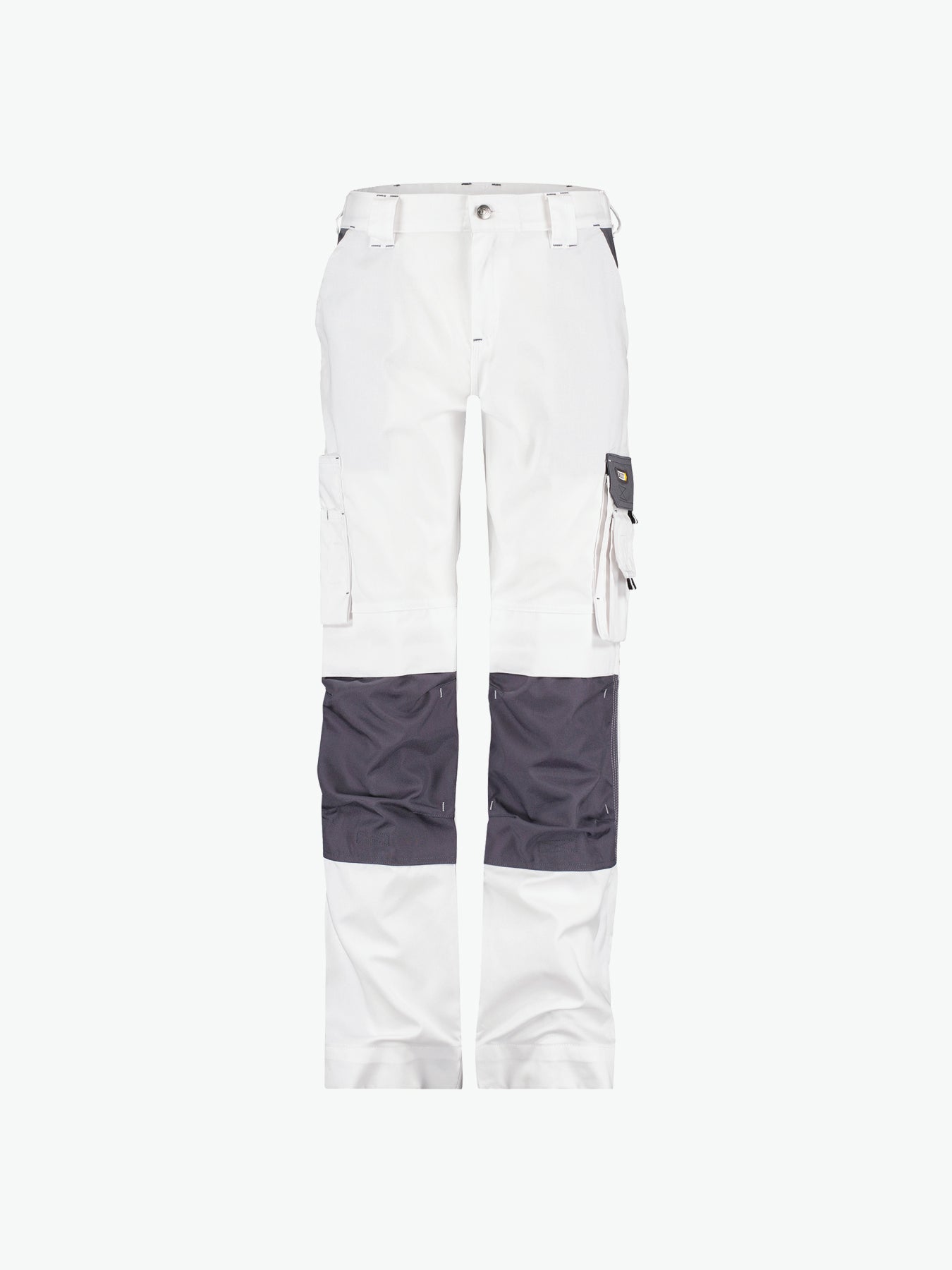 Dassy Boston Women Tweekleurige werkbroek met kniezakken voor dames - Wit/Cementgrijs Werkbroek Dames Dassy