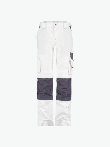 Dassy Boston Women Tweekleurige werkbroek met kniezakken voor dames - Wit/Cementgrijs Werkbroek Dames Dassy