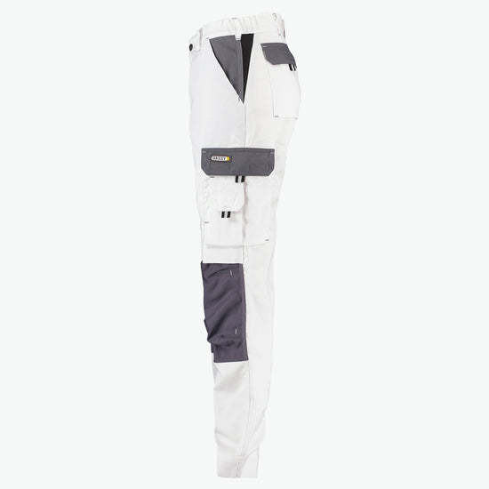 Dassy Boston Women Tweekleurige werkbroek met kniezakken voor dames - Wit/Cementgrijs Werkbroek Dames Dassy