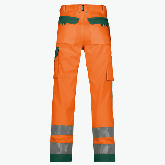 Dassy Buffalo Hogezichtbaarheidsbroek met kniezakken - Fluo-Oranje/Flessengroen Werkbroek HiVis Dassy