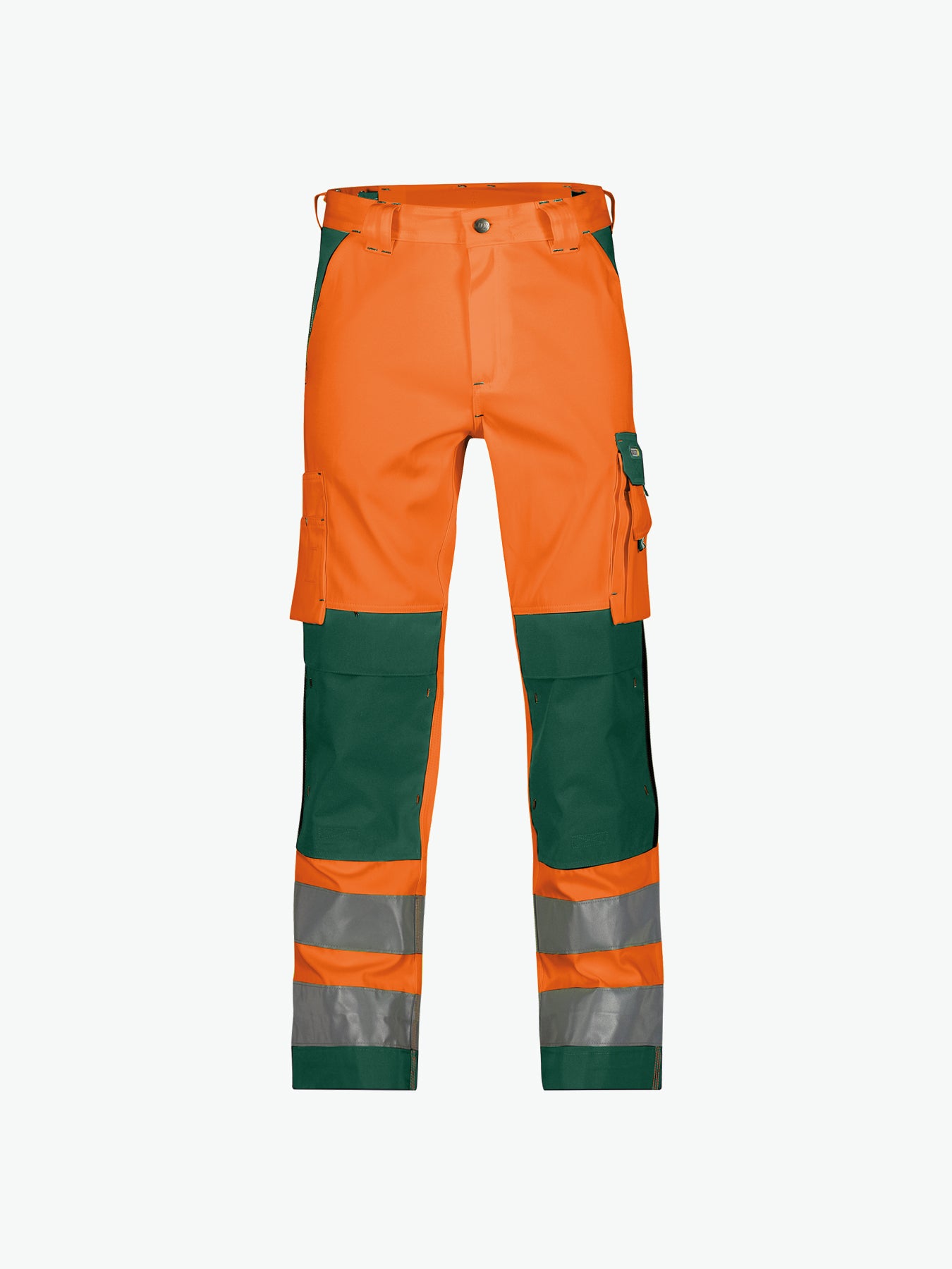 Dassy Buffalo Hogezichtbaarheidsbroek met kniezakken - Fluo-Oranje/Flessengroen Werkbroek HiVis Dassy