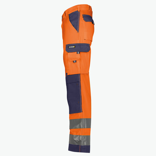Dassy Buffalo Hogezichtbaarheidsbroek met kniezakken - Fluo-Oranje/Marineblauw Werkbroek HiVis Dassy