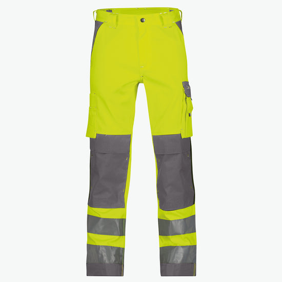 Dassy Buffalo Hogezichtbaarheidsbroek met kniezakken - Fluogeel/Cementgrijs Werkbroek HiVis Dassy