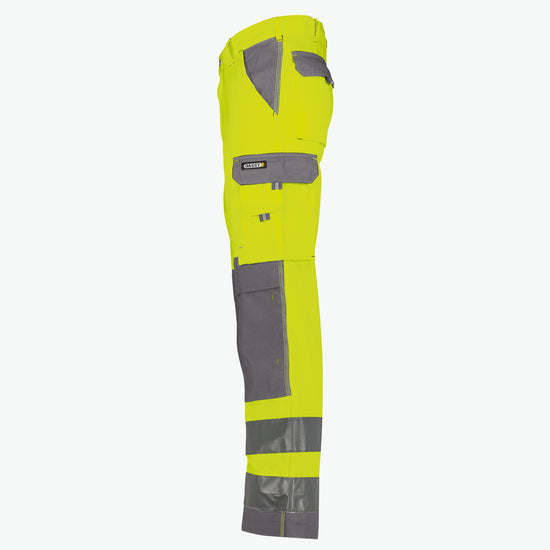 Dassy Buffalo Hogezichtbaarheidsbroek met kniezakken - Fluogeel/Cementgrijs Werkbroek HiVis Dassy