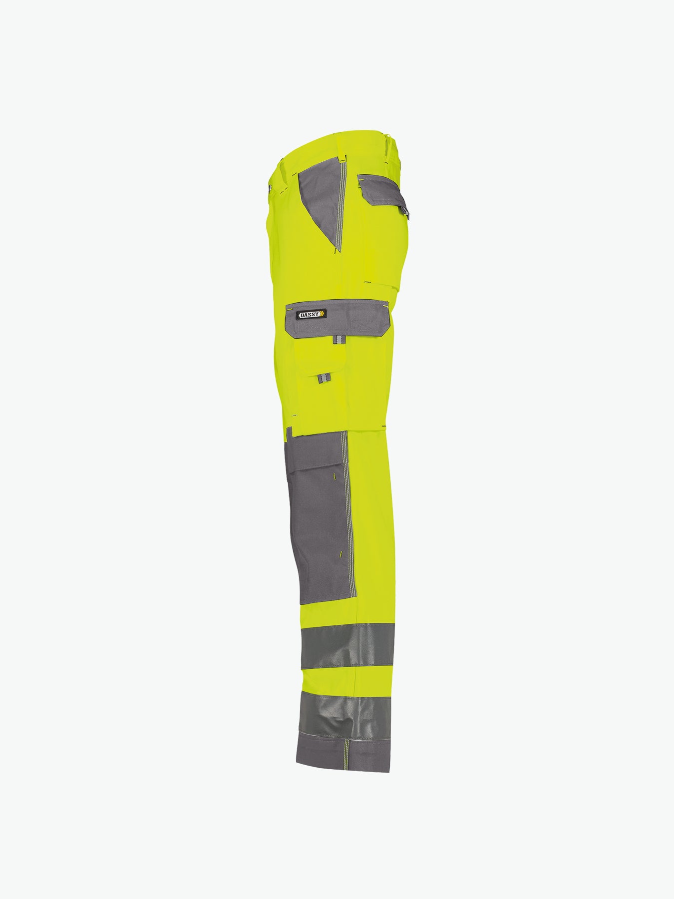 Dassy Buffalo Hogezichtbaarheidsbroek met kniezakken - Fluogeel/Cementgrijs Werkbroek HiVis Dassy
