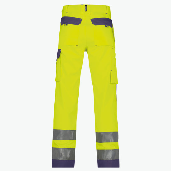 Dassy Buffalo Hogezichtbaarheidsbroek met kniezakken - Fluogeel/Marineblauw Werkbroek HiVis Dassy