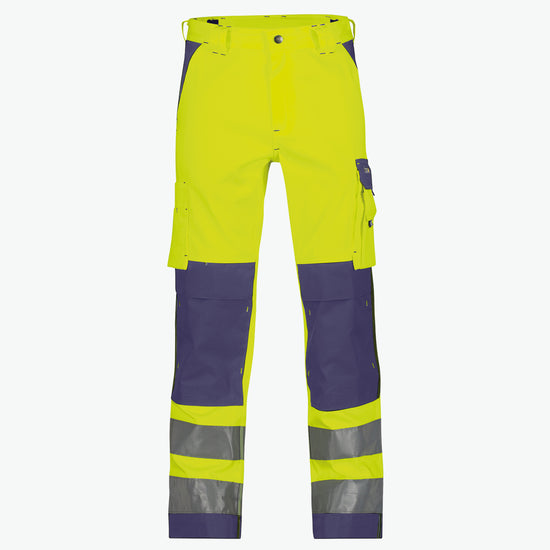 Dassy Buffalo Hogezichtbaarheidsbroek met kniezakken - Fluogeel/Marineblauw Werkbroek HiVis Dassy