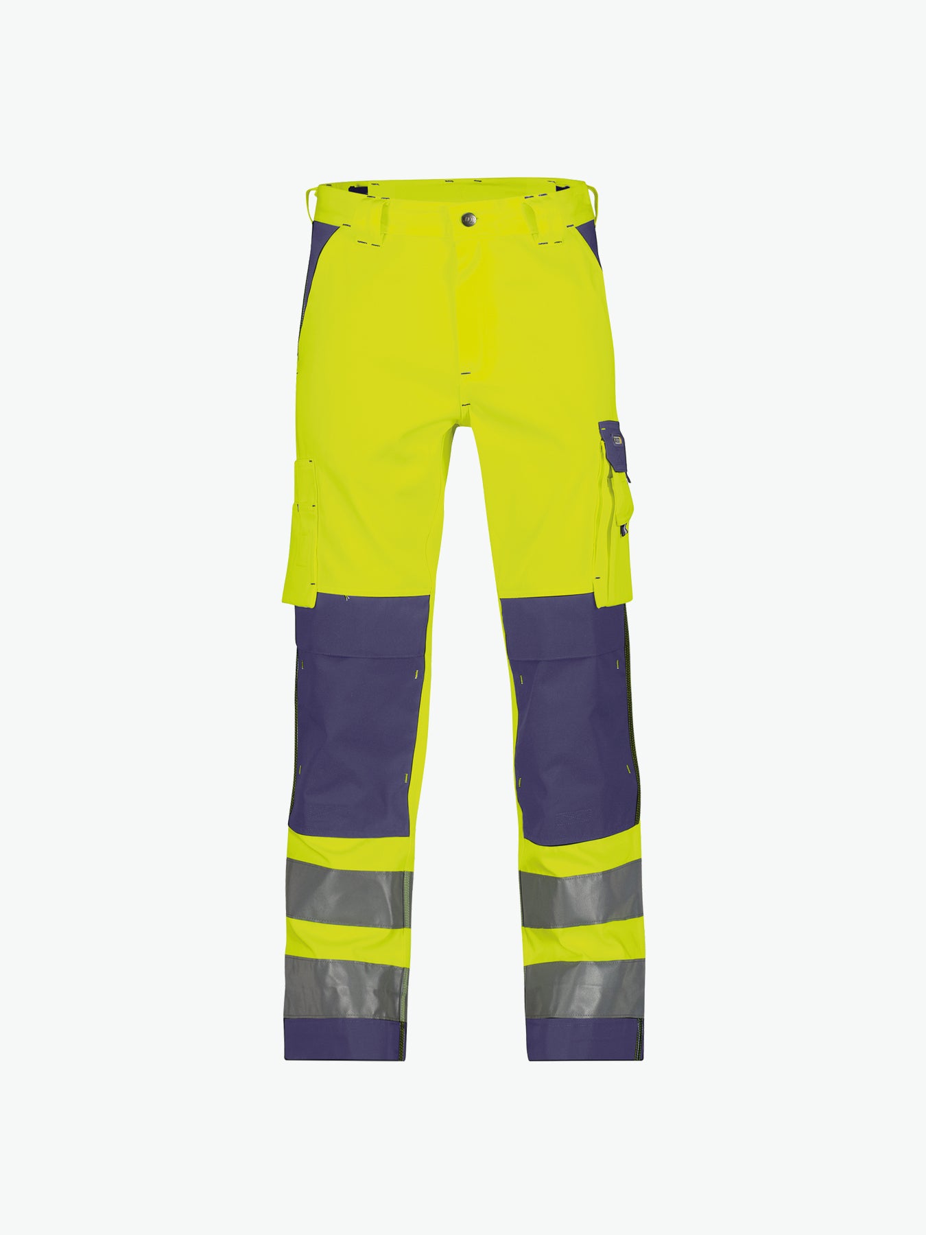 Dassy Buffalo Hogezichtbaarheidsbroek met kniezakken - Fluogeel/Marineblauw Werkbroek HiVis Dassy