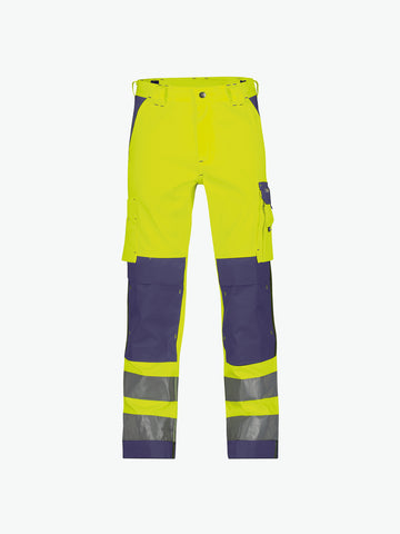 Dassy Buffalo Hogezichtbaarheidsbroek met kniezakken - Fluogeel/Marineblauw Werkbroek HiVis Dassy