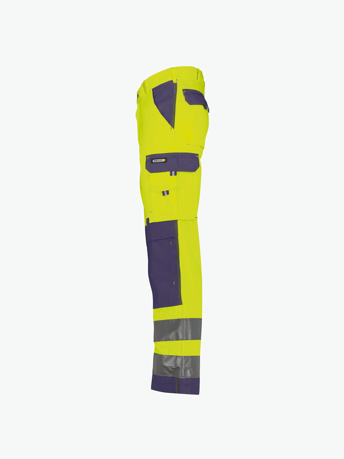 Dassy Buffalo Hogezichtbaarheidsbroek met kniezakken - Fluogeel/Marineblauw Werkbroek HiVis Dassy