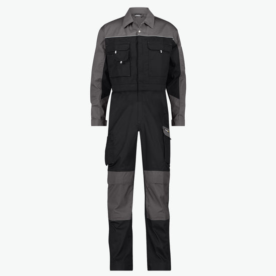 Dassy Cannes Tweekleurige overall met kniezakken - Zwart/Cementgrijs Werkbroek Dassy