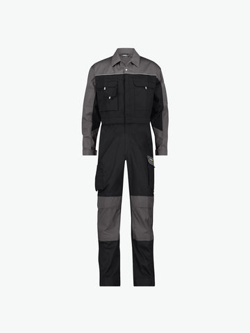 Dassy Cannes Tweekleurige overall met kniezakken - Zwart/Cementgrijs Werkbroek Dassy