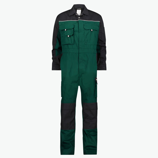 Dassy Cannes Tweekleurige overall met kniezakken - Flessengroen/Zwart Werkbroek Dassy