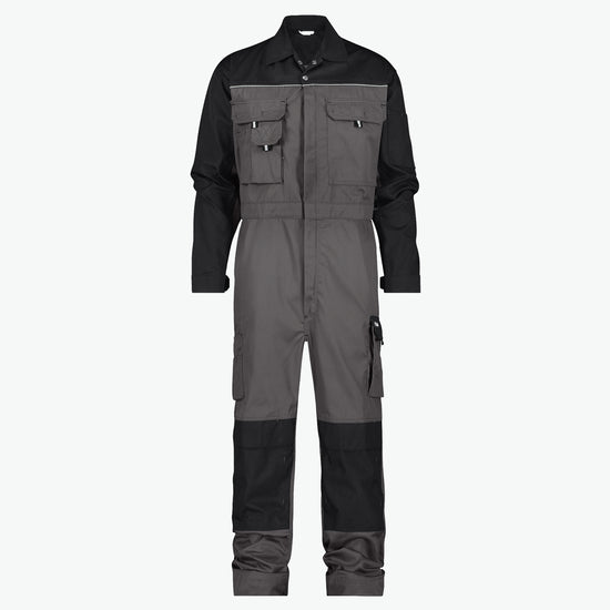 Dassy Cannes Tweekleurige overall met kniezakken - Cementgrijs/Zwart Werkbroek Dassy