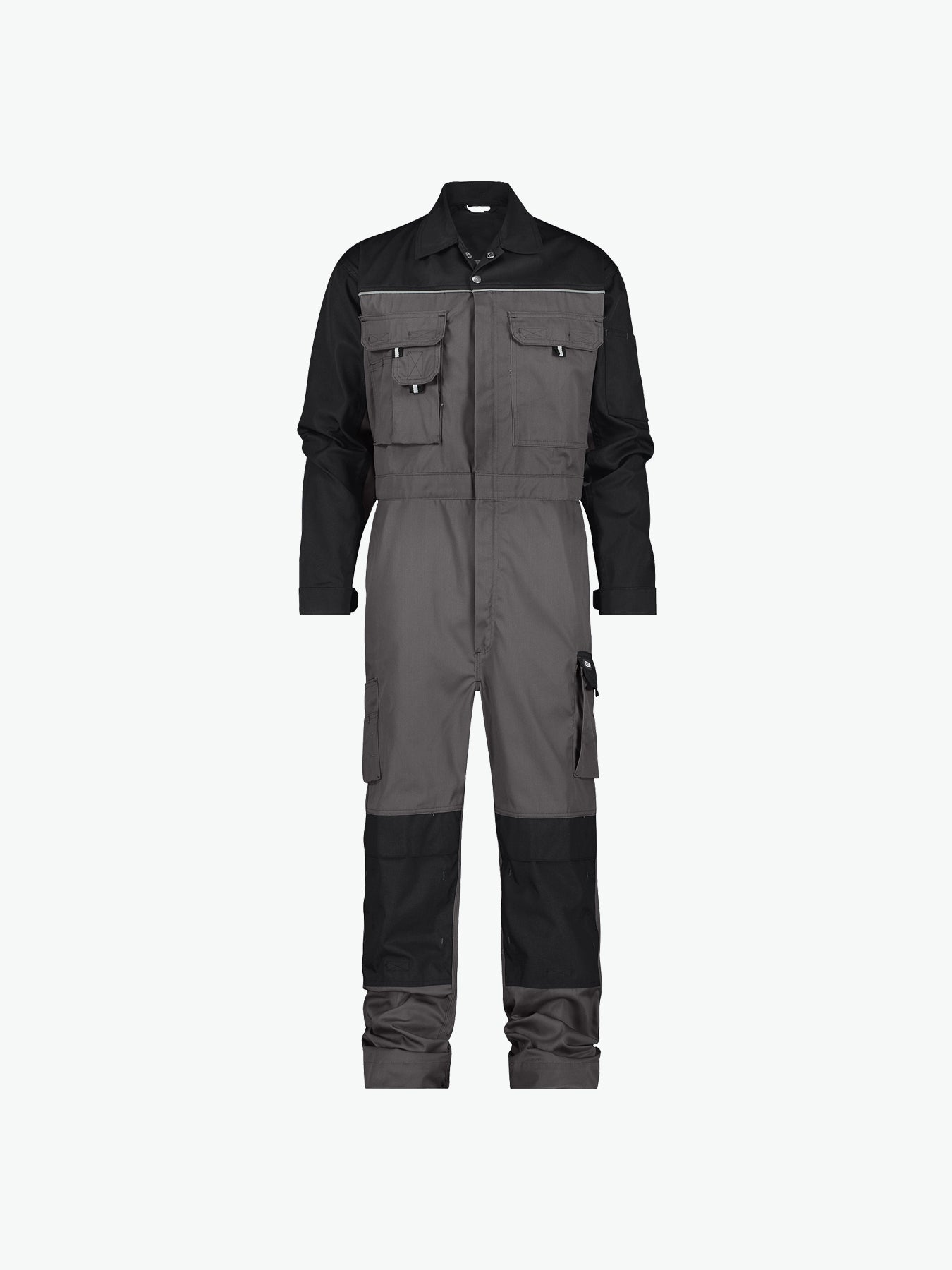 Dassy Cannes Tweekleurige overall met kniezakken - Cementgrijs/Zwart Werkbroek Dassy
