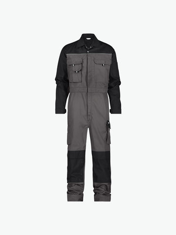 Dassy Cannes Tweekleurige overall met kniezakken - Cementgrijs/Zwart Werkbroek Dassy