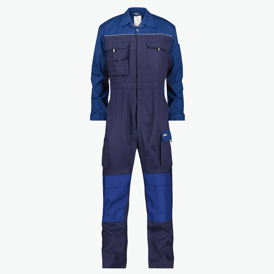 Dassy Cannes Tweekleurige overall met kniezakken - Marineblauw/Korenblauw Werkbroek Dassy