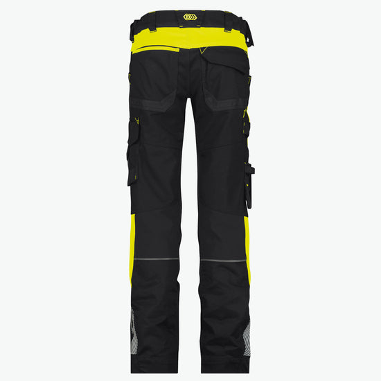 Dassy Canton Women Werkbroek met stretch en kniezakken voor dames - Zwart/Fluogeel Werkbroek Dames Dassy