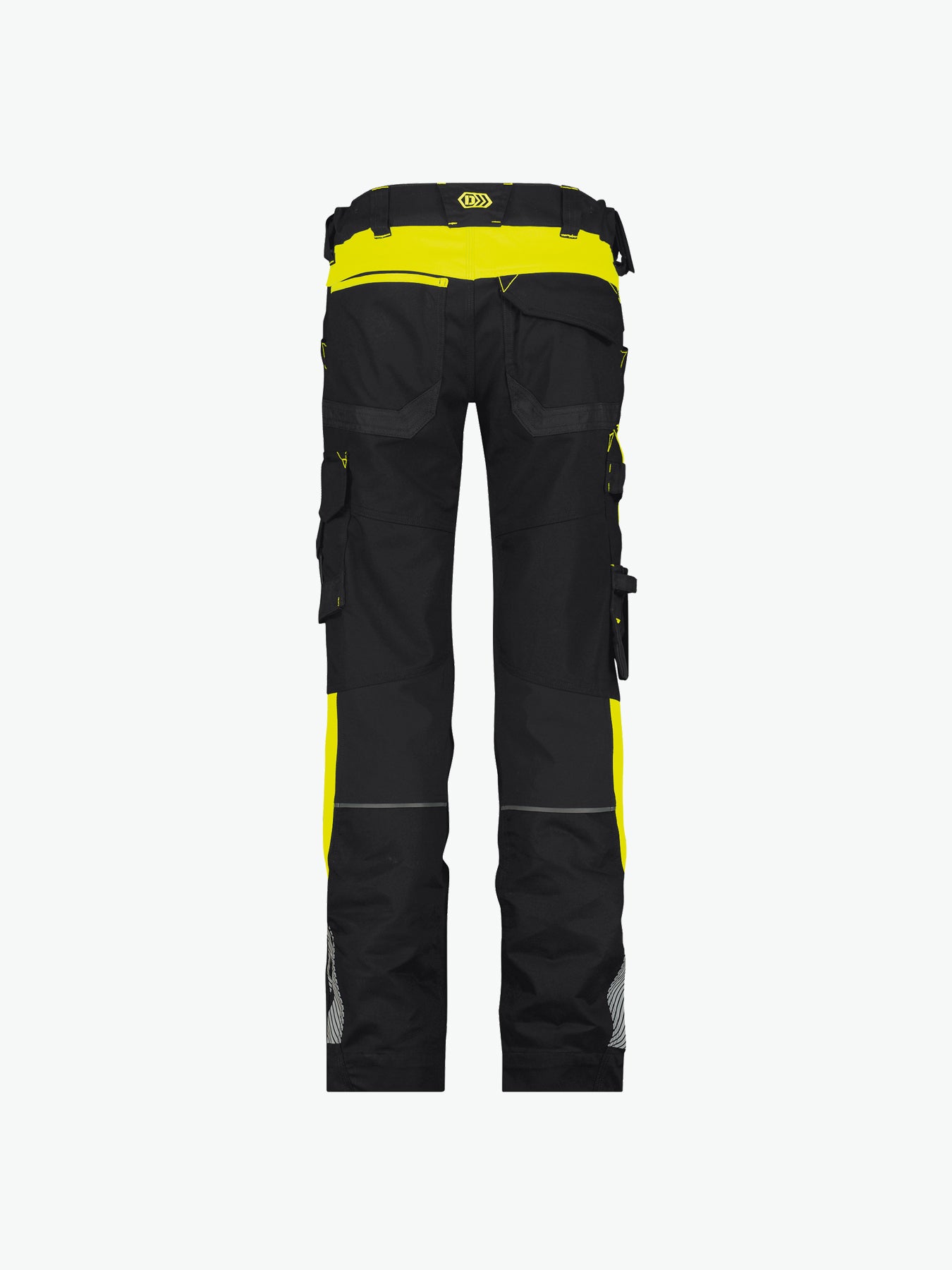 Dassy Canton Women Werkbroek met stretch en kniezakken voor dames - Zwart/Fluogeel Werkbroek Dames Dassy