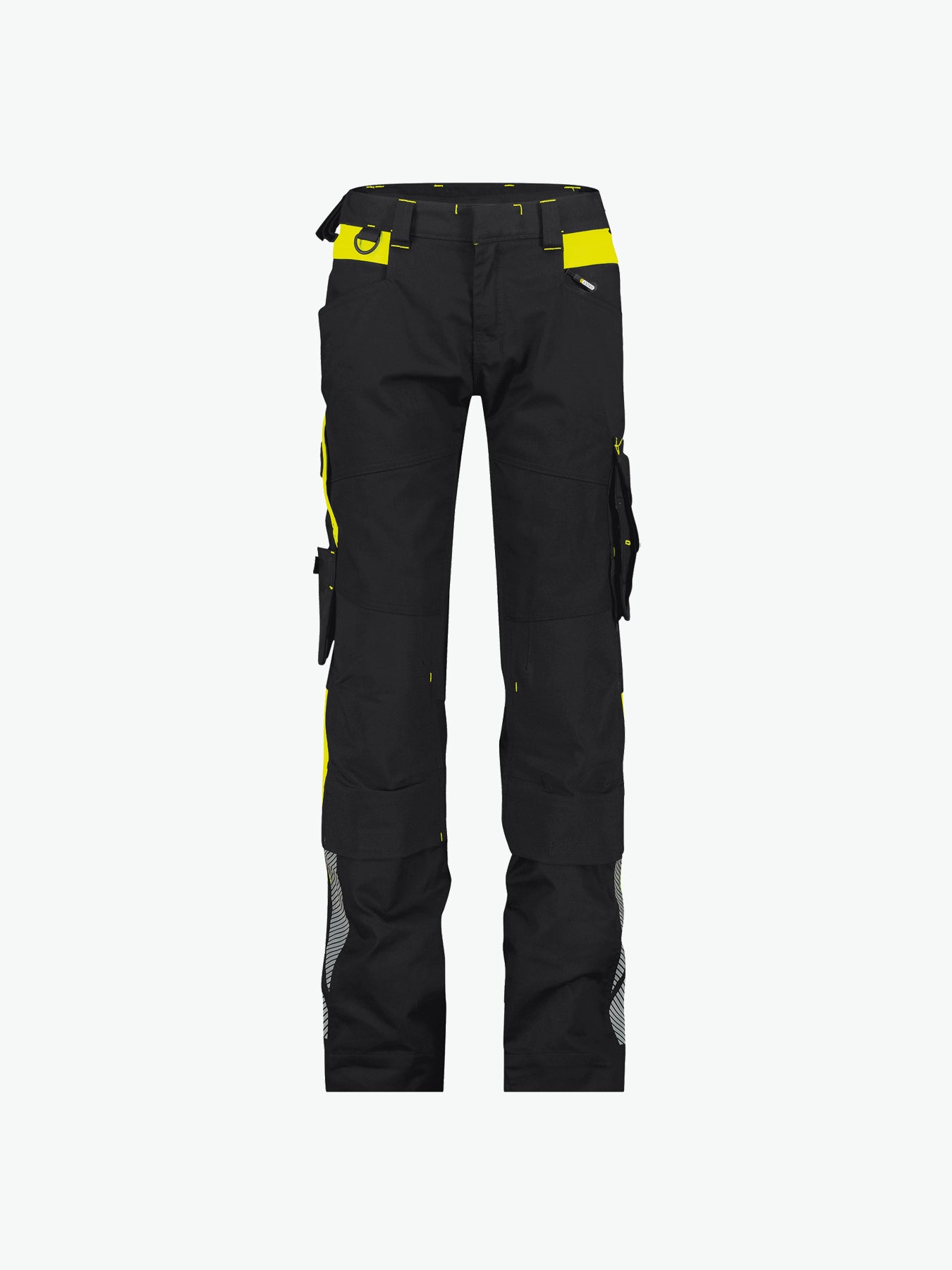 Dassy Canton Women Werkbroek met stretch en kniezakken voor dames - Zwart/Fluogeel Werkbroek Dames Dassy