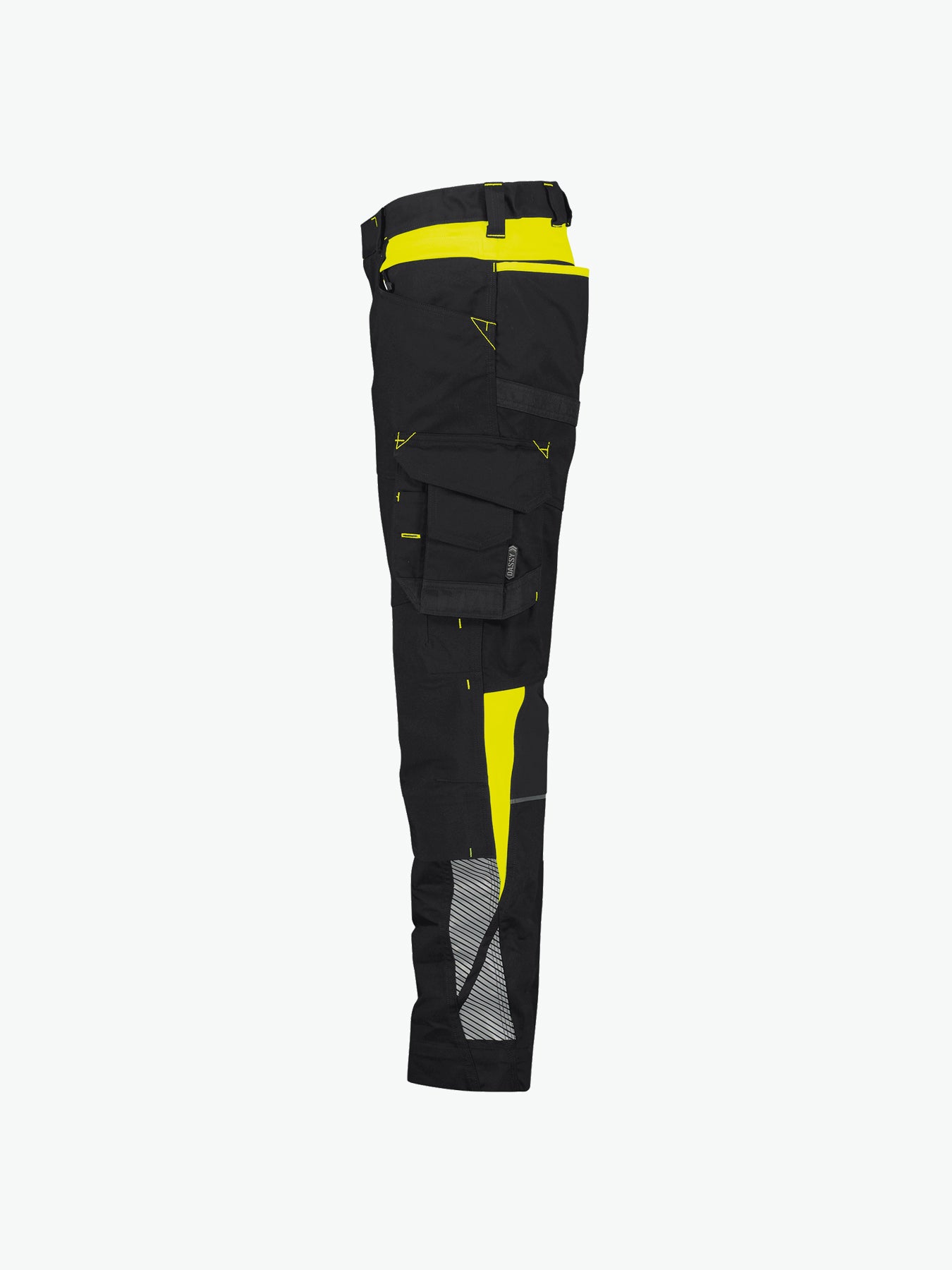 Dassy Canton Women Werkbroek met stretch en kniezakken voor dames - Zwart/Fluogeel Werkbroek Dames Dassy