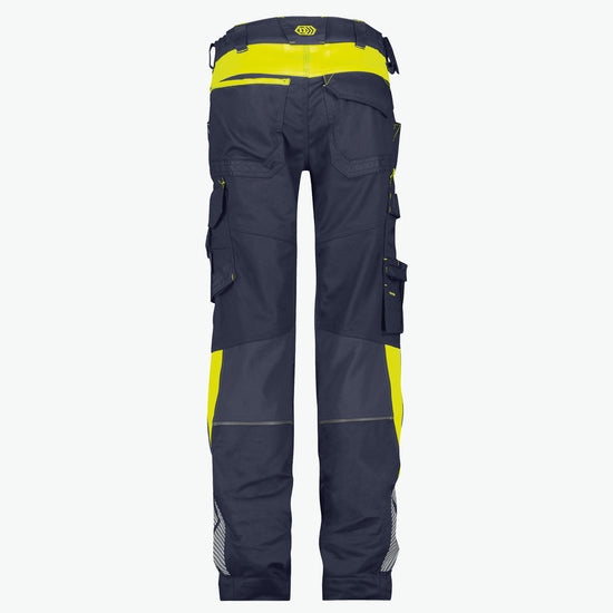 Dassy Canton Women Werkbroek met stretch en kniezakken voor dames - Nachtblauw/Fluogeel Werkbroek Dames Dassy