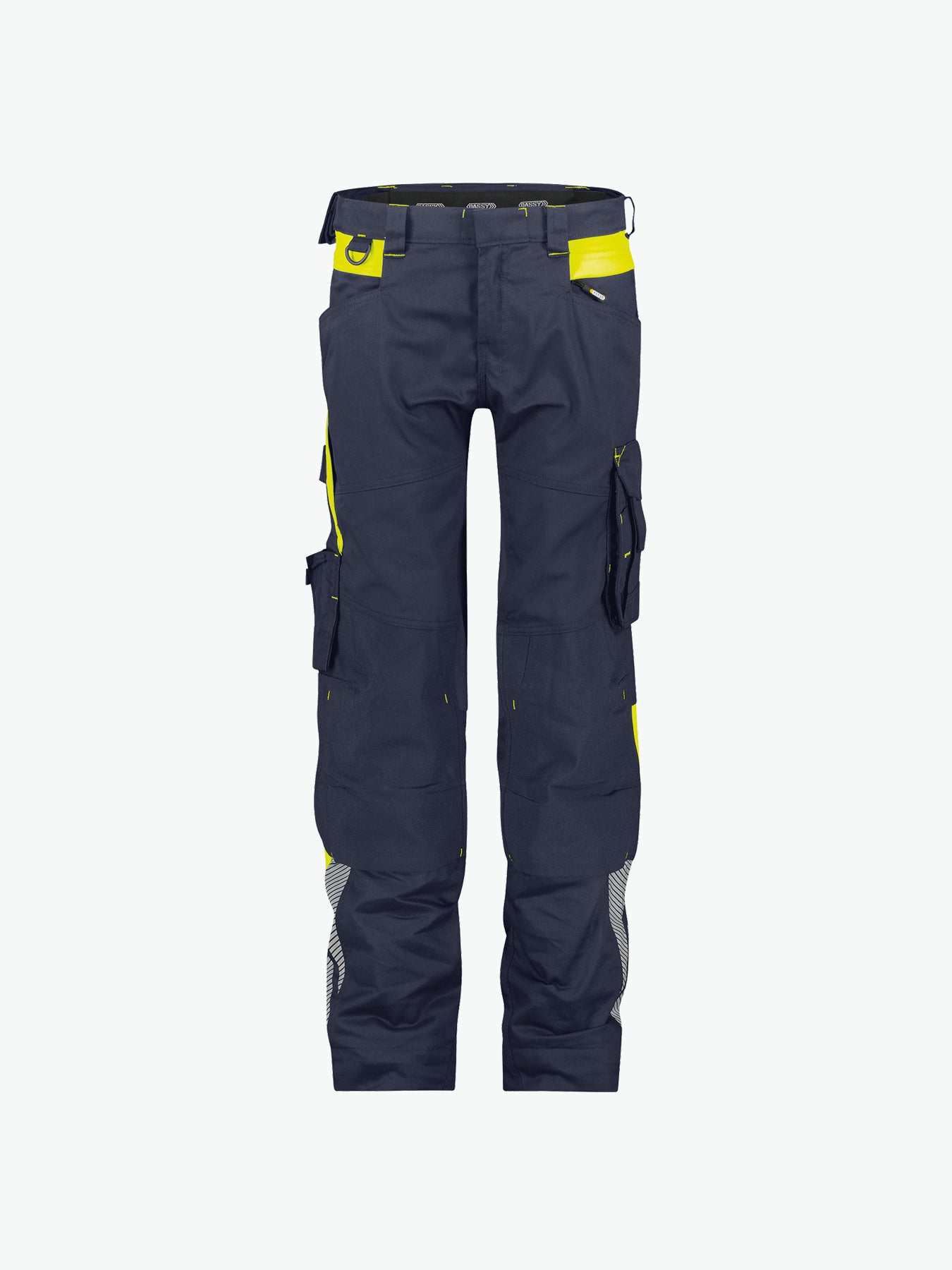 Dassy Canton Women Werkbroek met stretch en kniezakken voor dames - Nachtblauw/Fluogeel Werkbroek Dames Dassy