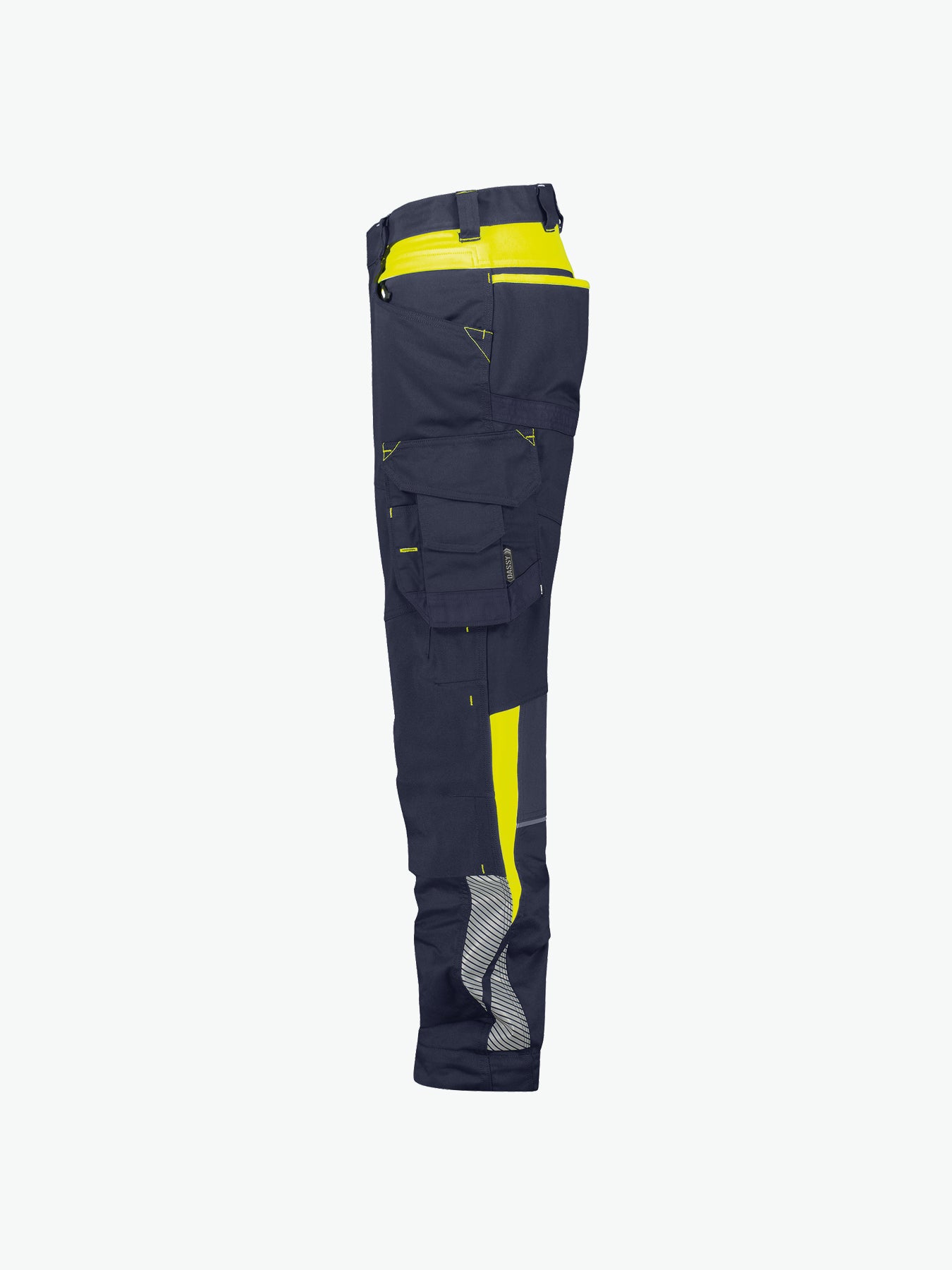 Dassy Canton Women Werkbroek met stretch en kniezakken voor dames - Nachtblauw/Fluogeel Werkbroek Dames Dassy