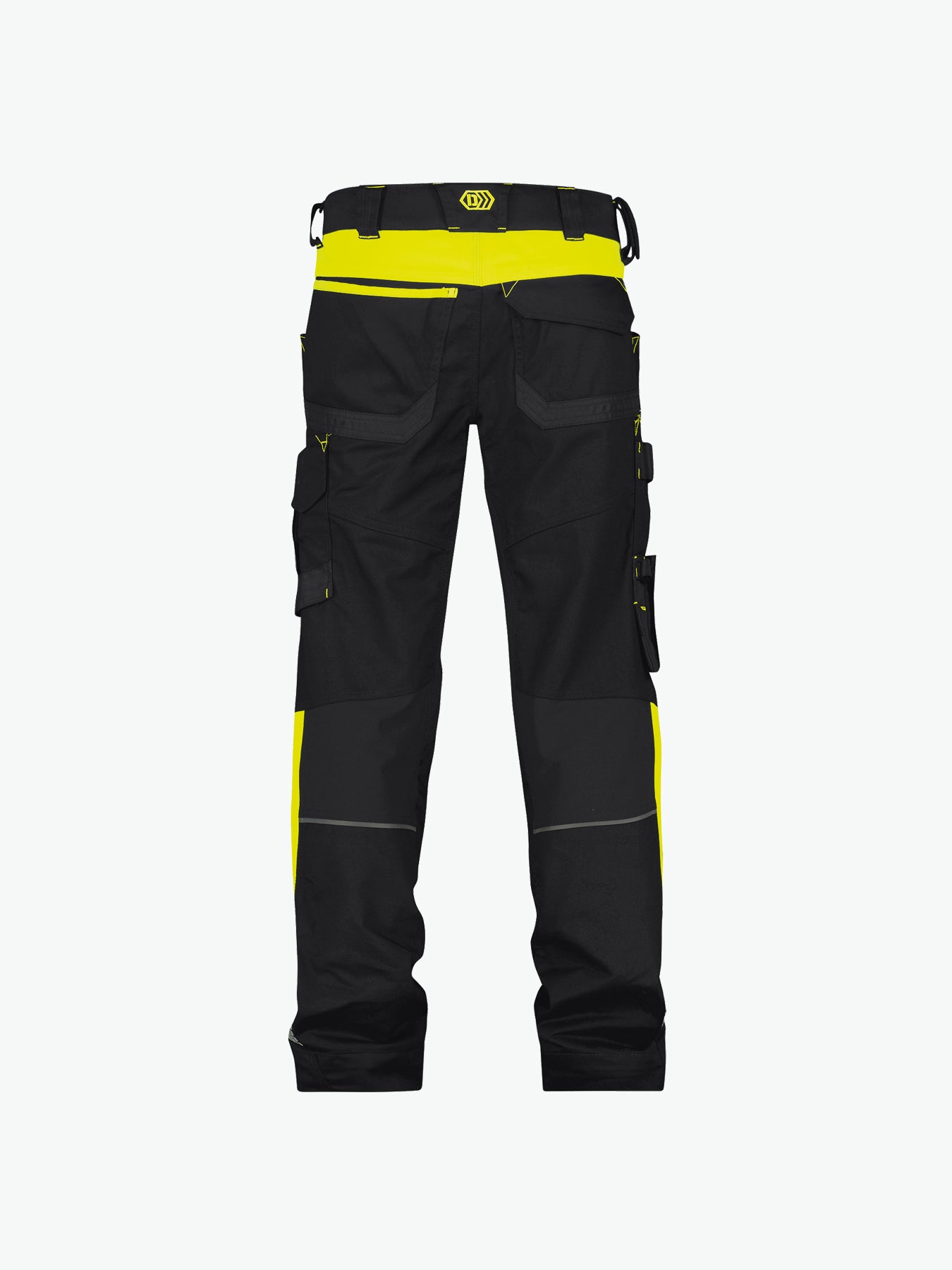 Dassy Canton Werkbroek met stretch en kniezakken - Zwart/Fluogeel Werkbroek Dassy