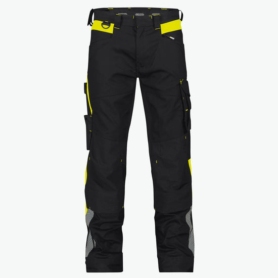 Dassy Canton Werkbroek met stretch en kniezakken - Zwart/Fluogeel Werkbroek Dassy
