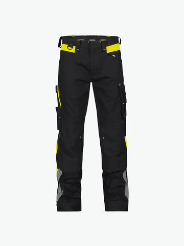Dassy Canton Werkbroek met stretch en kniezakken - Zwart/Fluogeel Werkbroek Dassy