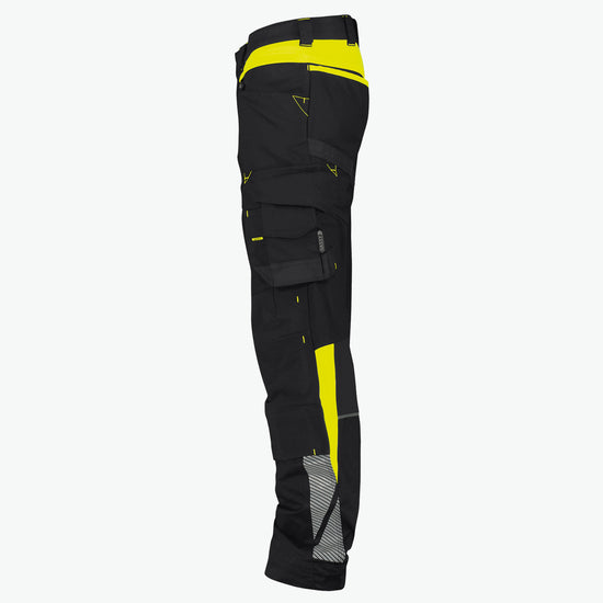 Dassy Canton Werkbroek met stretch en kniezakken - Zwart/Fluogeel Werkbroek Dassy