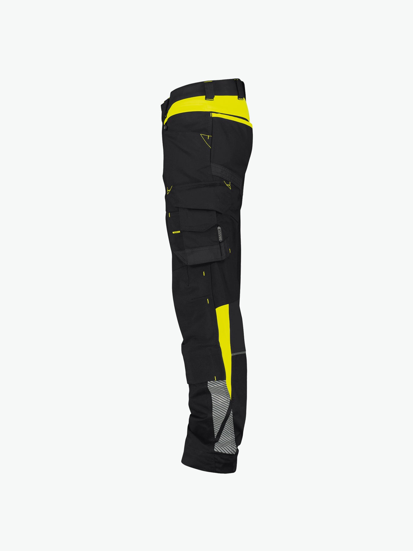 Dassy Canton Werkbroek met stretch en kniezakken - Zwart/Fluogeel Werkbroek Dassy