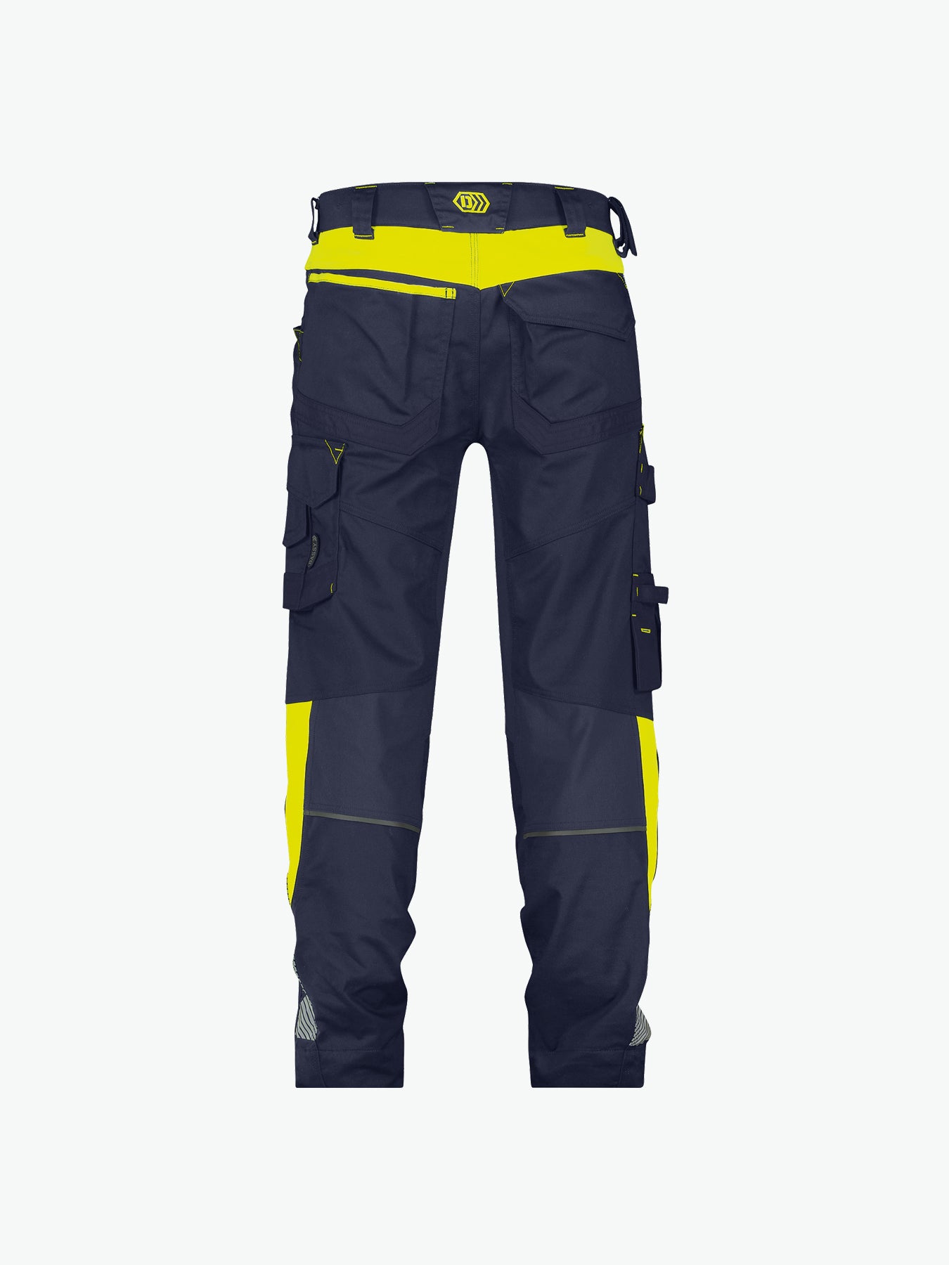 Dassy Canton Werkbroek met stretch en kniezakken - Nachtblauw/Fluogeel Werkbroek Dassy