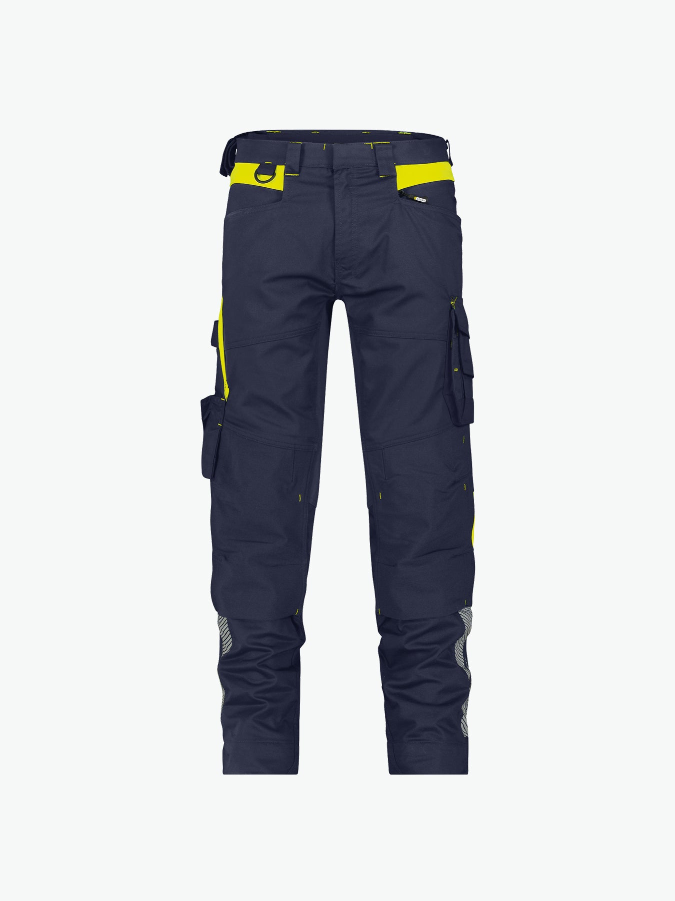 Dassy Canton Werkbroek met stretch en kniezakken - Nachtblauw/Fluogeel Werkbroek Dassy