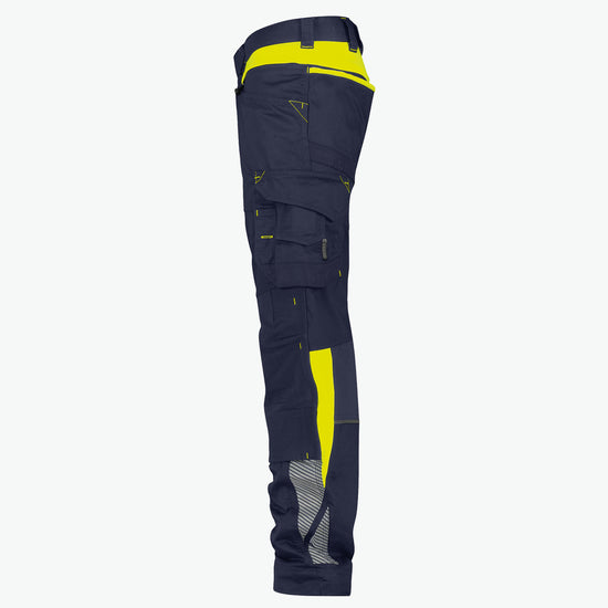 Dassy Canton Werkbroek met stretch en kniezakken - Nachtblauw/Fluogeel Werkbroek Dassy