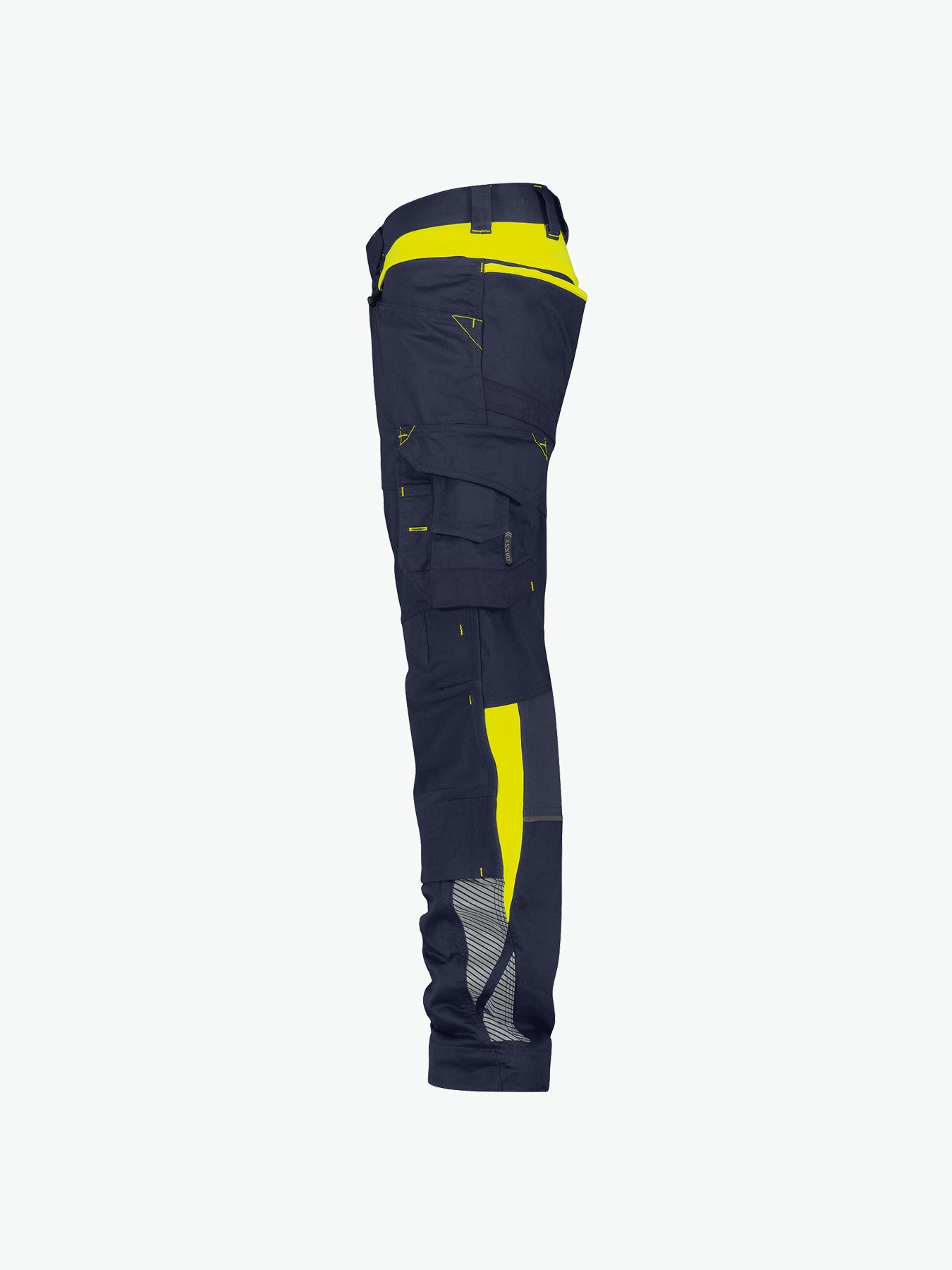 Dassy Canton Werkbroek met stretch en kniezakken - Nachtblauw/Fluogeel Werkbroek Dassy