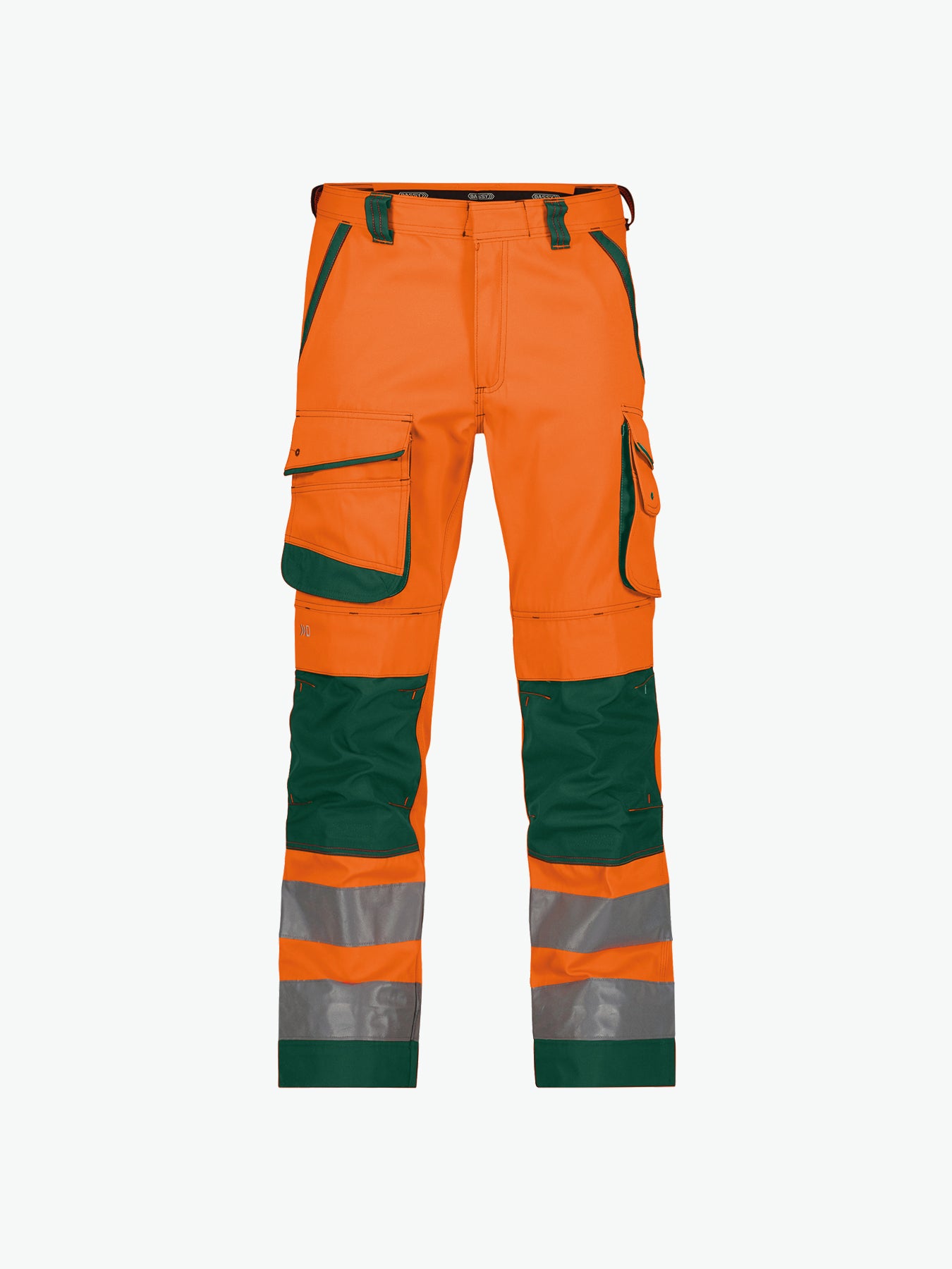 Dassy Chicago Hogezichtbaarheidsbroek met kniezakken - Fluo-Oranje/Flessengroen Werkbroek HiVis Dassy