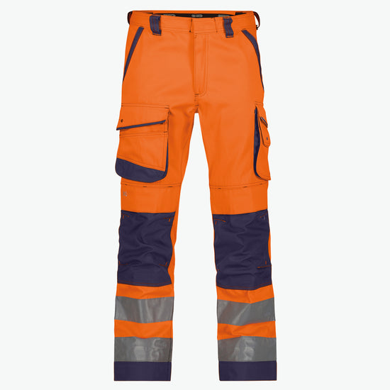 Dassy Chicago Hogezichtbaarheidsbroek met kniezakken - Fluo-Oranje/Marineblauw Werkbroek Dassy