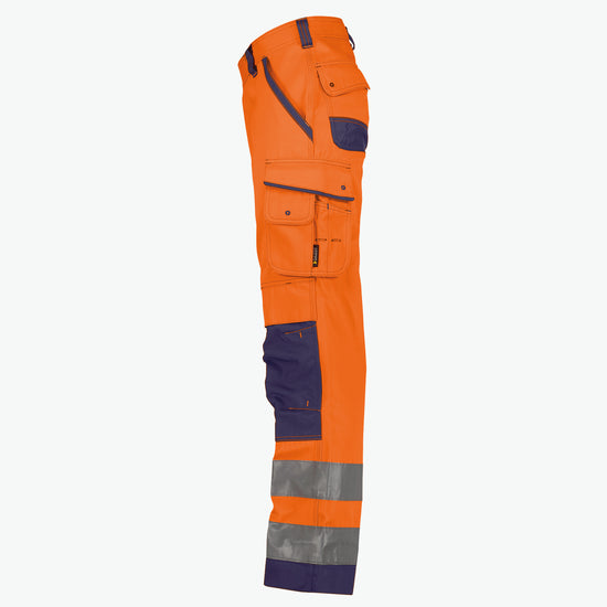 Dassy Chicago Hogezichtbaarheidsbroek met kniezakken - Fluo-Oranje/Marineblauw Werkbroek Dassy