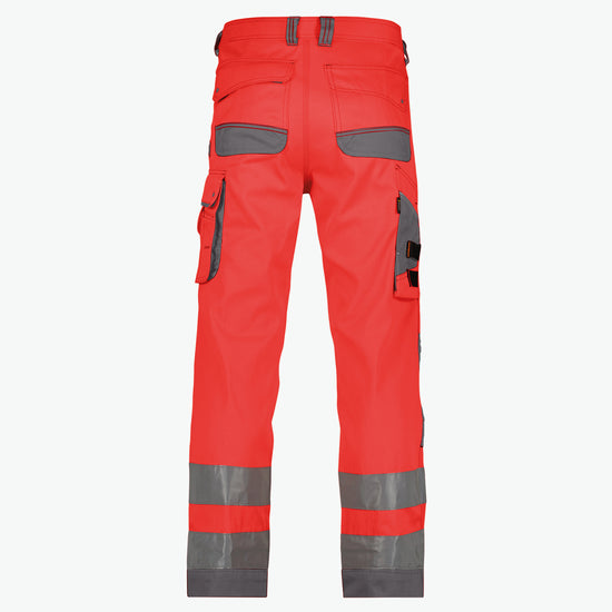 Dassy Chicago Hogezichtbaarheidsbroek met kniezakken - Fluorood/Cementgrijs Werkbroek Hivis Dassy