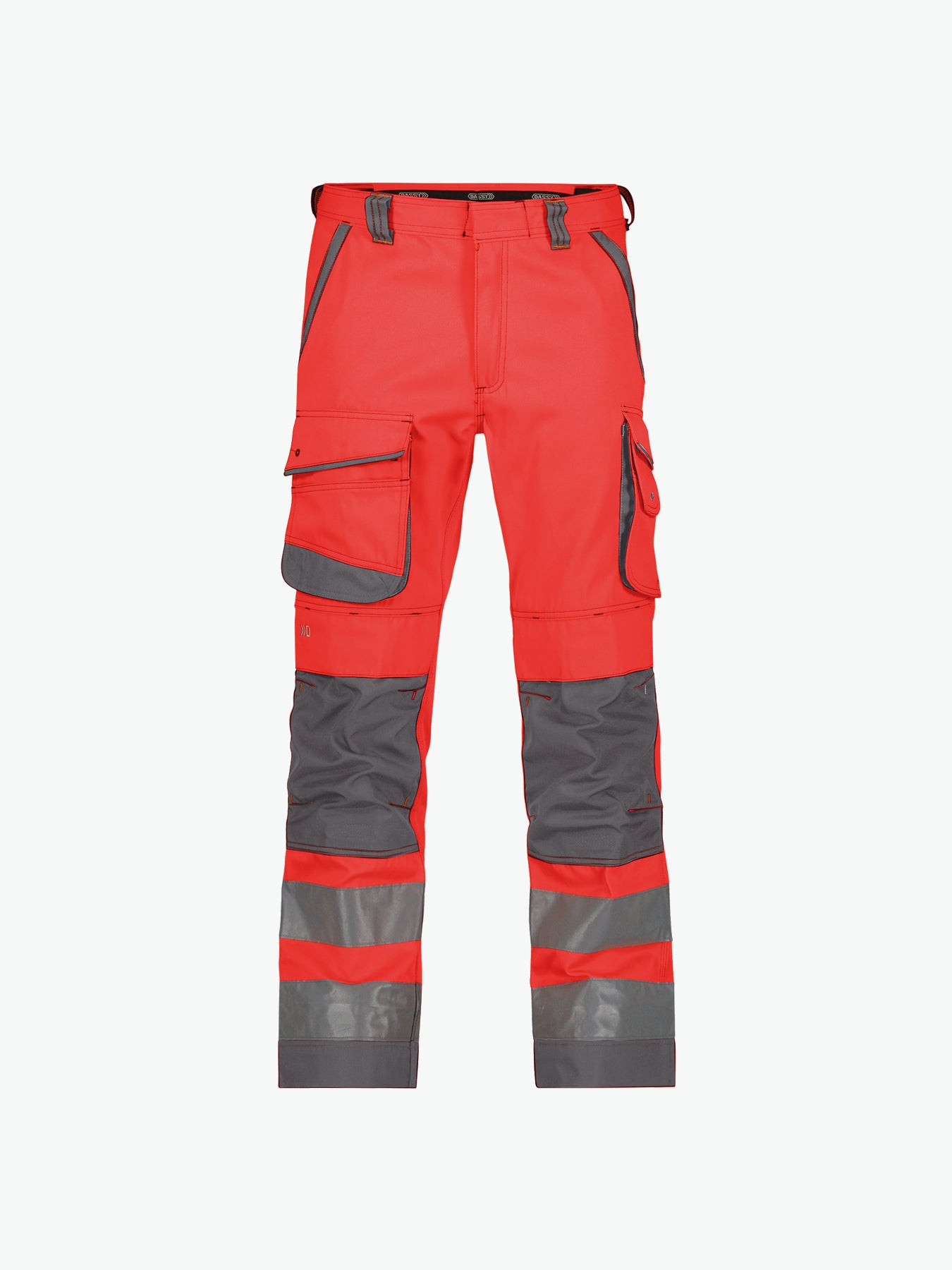 Dassy Chicago Hogezichtbaarheidsbroek met kniezakken - Fluorood/Cementgrijs Werkbroek Hivis Dassy